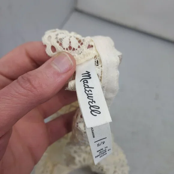 MADEWELL Cream Beige Eyelet Lace Nichole Pull-On Bralette Bra - Picture 4 of 5